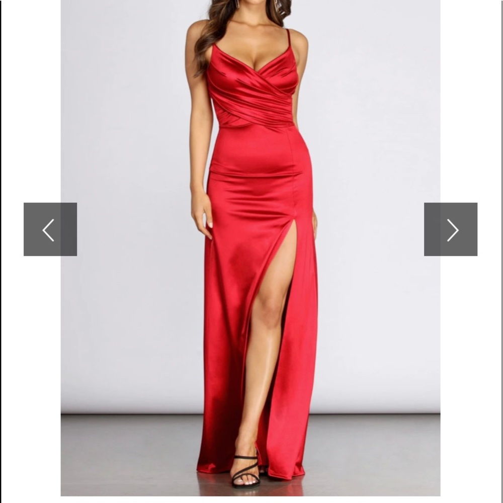 Formal High Slit Satin Dress